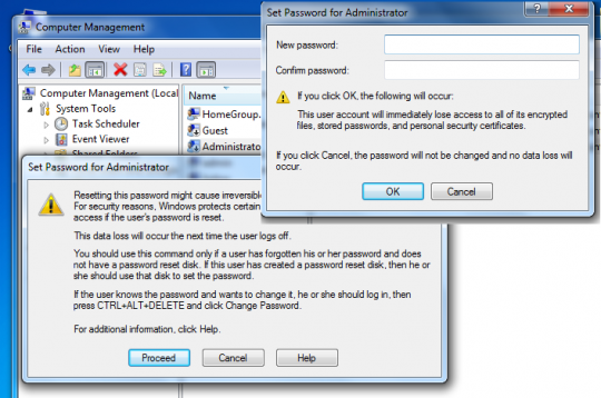 Setare parola la contul de administrator in Windows 7